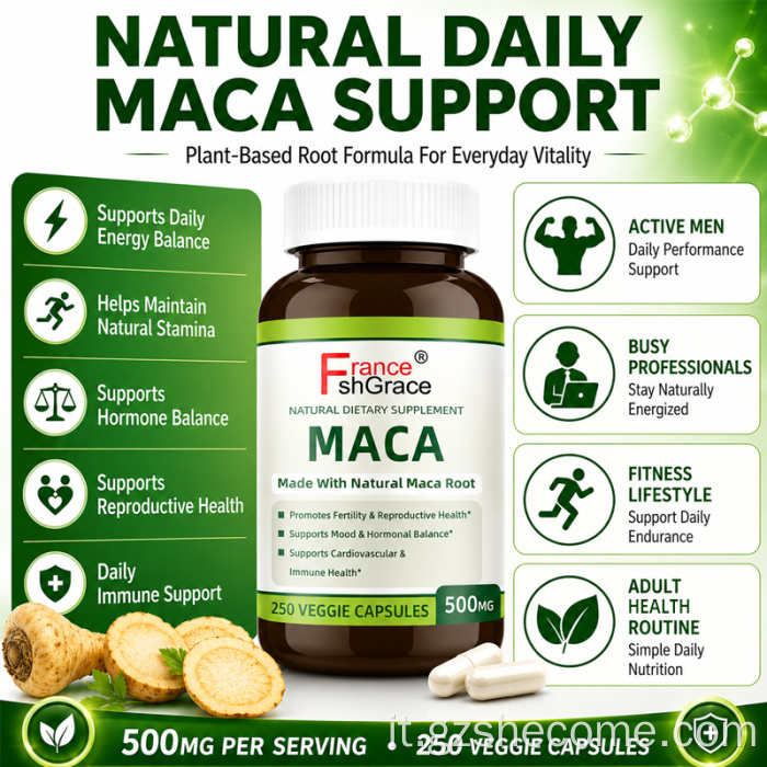 L'integratore premium di radice di maca Shecome promuove la fertilità